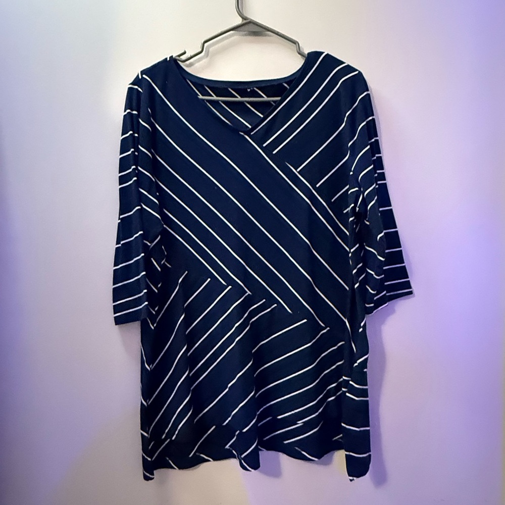 Navy Striped Women's Top